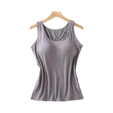 Imagem de Camiseta Regata Feminina Slim Fit Com Sutiã Embutido Casual Sexy 2025 