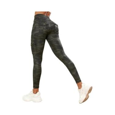 Imagem de Calças De Yoga Camufladas Com Impressão Digital, Leggings Esportivas S