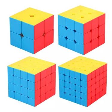 Imagem de Kit Box 4 Cubo Mágico 2x2 3x3 4x4 5x5 Profissional Speed Cor da estrut