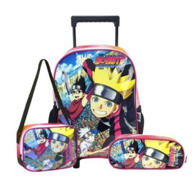 Imagem de Kit Mochila de Rodas Boruto com Estojo e Lancheira Escolar - Luxcel, P