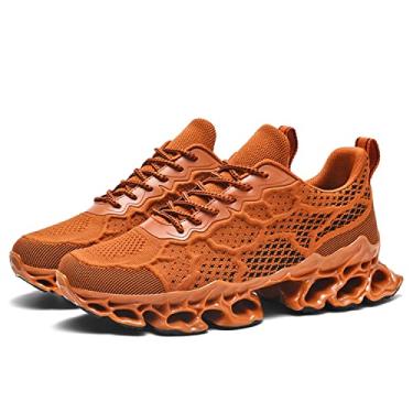 Imagem de Nuofado Tênis masculino esportivo de trilha e corrida com lâmina atlética, Marrom, 38