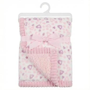 Imagem de Cobertor de pelúcia de coração rosa, cobertor de lã, cobertor ultramacio, leve, confortável, flanela dupla face, adequado para camas, sofá, viagens e acampamento (76 x 101 cm) (152 x 203 cm)