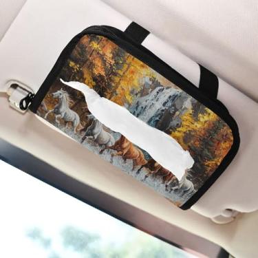 Imagem de SEHANY Suporte de lenços de carro Majestic Horse, caixa de lenços para carro, viseira solar, porta-guardanapos retangular, dispensador de máscara de carro, caixa de lenços de papel para automóveis