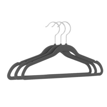Imagem de Cabides Veludo Slim Antiderrapante – Kit com 3 Unidades – Para Roupas Finas – Cinza – Últimas Unidades