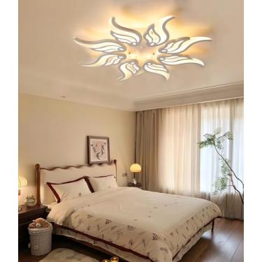Imagem de Luminária de teto LED moderna e regulável com controle remoto para sala de estar, quarto e sala de jantar. Iluminação embutida para ambientes internos (branca, 8 lâmpadas).