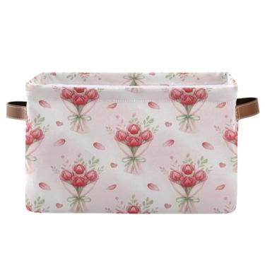 Imagem de Blueangle 1 caixa de armazenamento retangular para buquê de aquarela dos namorados, 38 x 28 x 24 cm, cesta organizadora dobrável para decoração de casa (485)