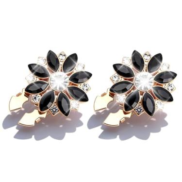 Imagem de 2 peças de capas de botão, capas de botão de strass vermelho, design de flor, top de clipe para mulheres, blusa, casaco, cardigã, alfinete, alfinete, estilo abotoadura, presente de casamento para ela