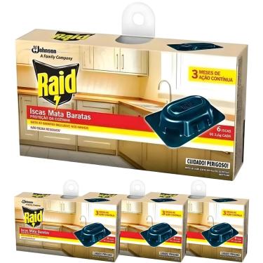 Imagem de Raid Iscas Mata-Barata 4 Caixas Proteção por até 3 Meses Elimina o Ninho