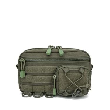 Imagem de Bolsa de cintura para uso ao ar livre, organizador de armazenamento de cor sólida com fecho de zíper, bolsa de ferramentas portátil para transporte diário (verde militar)