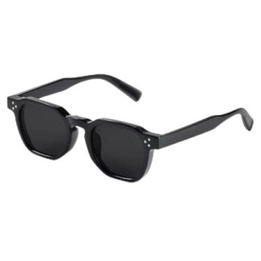 Imagem de Óculos de Sol com Rebites para Homens e Mulheres, Estilo Vintage, Tendência Moderna, Óculos de Sol Femininos para Praia, Proteção UV (C1 Preto Cinza)