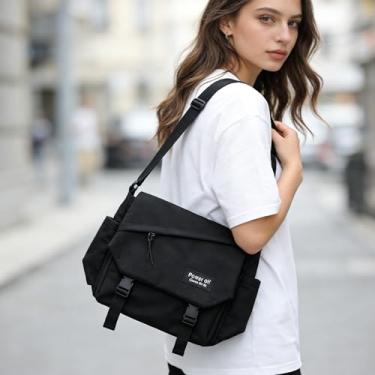 Imagem de Bolsa tiracolo preta média, cor sólida, simples, moderna, elegante, bolsa de mão leve e elegante para atividades de lazer ao ar livre