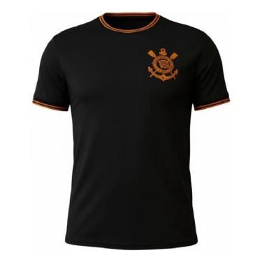 Imagem de Camiseta Corinthians Infantil Gola Retilínea Preto+Laranja-Unissex