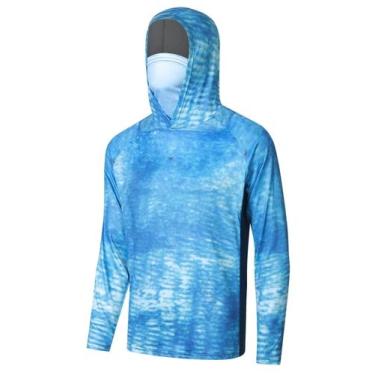 Imagem de Camiseta De Pesca Camuflada Masculina Com Capuz, Proteção Solar UV UPF