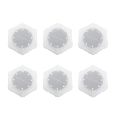 Imagem de OPPWONG 6pcs Luzes Hexagonais, 8 LEDs Movidos a Energia Solar, Sensor de Luz Sem Fio, Material PP, Fivelas Traseiras, Luzes LED Hexagonais Com Parafusos, Fita Dupla Face, Lâmpada (Luz Quente)