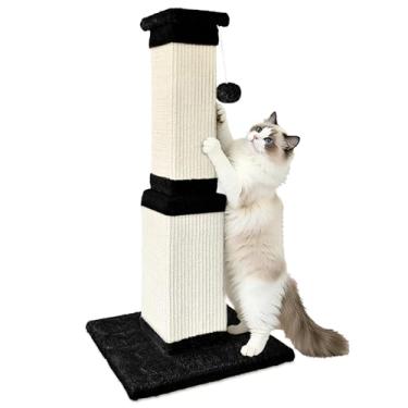 Imagem de AGYM Poste arranhador para gatos, 81 cm para gatos grandes, arranhadores para gatos internos, adultos, arranhador para gatos com sisal natural, preto e branco