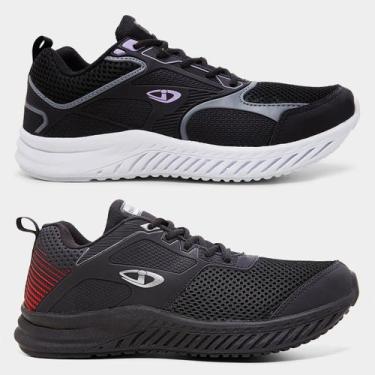 Imagem de Kit Tênis Kurz Impacto com 2 Pares Feminino, Preto, Lilás, 35