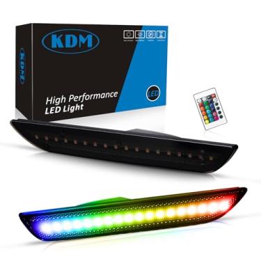 Imagem de KDM Luzes refletoras multicoloridas RGB Full Led Fender, compatível com Ford Mustang 2015-2022, lâmpada marcador de para-choque traseiro para montagem 2015-2022, lentes fumê pacote com 2