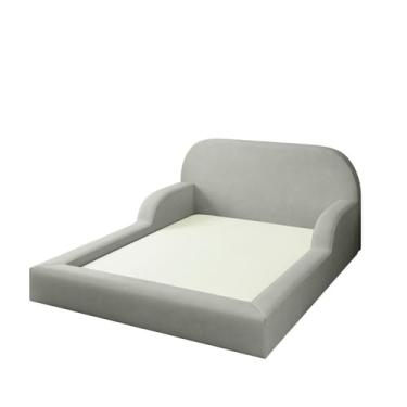 Imagem de Cama Colchão Casal Montessoriana Infantil Proteção Lateral Cor:cinza Claro