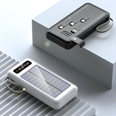 Imagem de Power Bank Solar Portátil, 10000mAh, Preto, Carregamento Rápido, Bateria Solar com LED, USB Duplo, Resistente à Água IP4, para Smartphones e Dispositivos USB (20000 mAh)