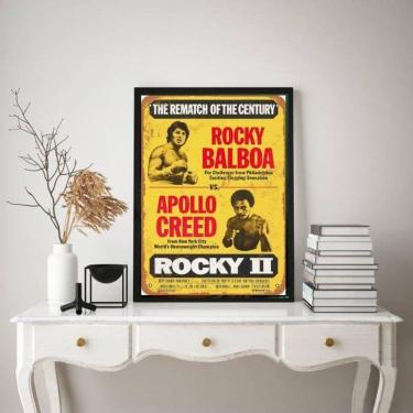 Imagem de Quadro Rocky Balboa II 45x34cm - Vidro e Moldura Branca