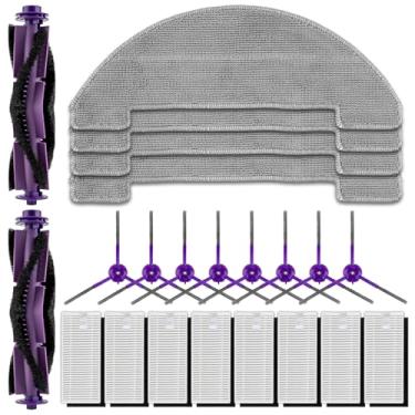Imagem de (Pacote com 22) Peças de reposição MR1 SE compatíveis com aspirador robô MONSGA MR1 SE, 2 escovas de rolo, 8 escovas laterais, 8 filtros HEPA com filtros de espuma, 4 almofadas de esfregão, kit de