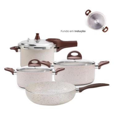Imagem de Jogo De Panelas Antiaderente Cerâmica Vanilla Indução 4 Pçs