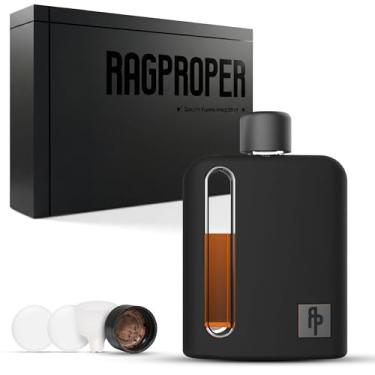 Imagem de Ragproper Garrafa de vidro para homens – Garrafa moderna de bolso para uísque e licor c...