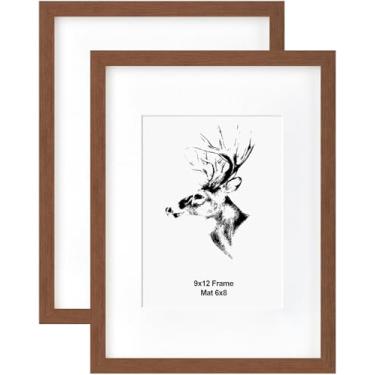 Imagem de Yaetm Porta-retrato 23 x 30,5 cm com tapete para 15 x 20,3 cm, conjunto de 25 x 20 cm, moldura de madeira maciça, 23 x 30 cm com vidro temperado, tela horizontal e vertical para montagem na parede