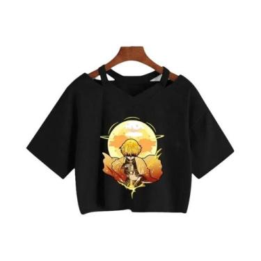 Imagem de Camiseta Feminina Demon Slayer Nezuko Kimetsu No Yaiba Crop Top Tanjir