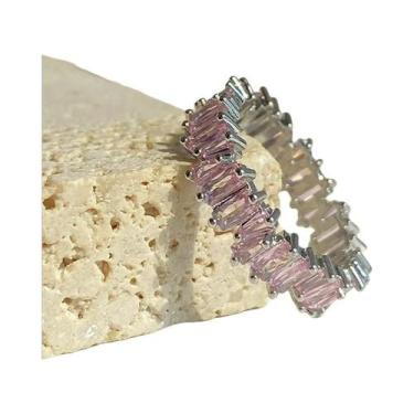 Imagem de Anel De Noivado Feminino Banhado a Ouro 18K Com Zircônia Cúbica Baguet