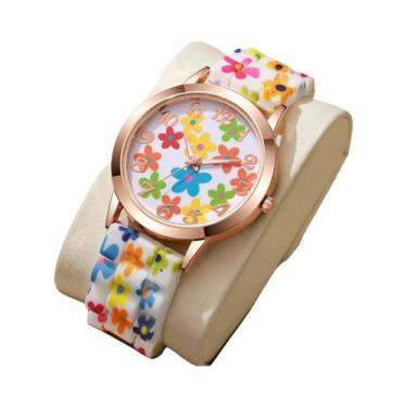Imagem de Relógio Feminino Casual De Quartzo, Com Estampa De Flores, Pulseira De