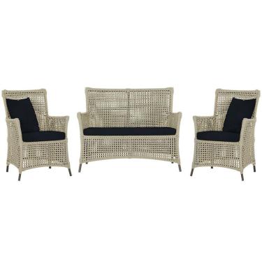 Imagem de Jogo Sofá E 2 Poltronas Igapó Alumínio Marrom E12 Trama Rami