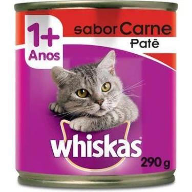 Imagem de Lata Whiskas patê para gatos adultos, patê sabor carne 290g.