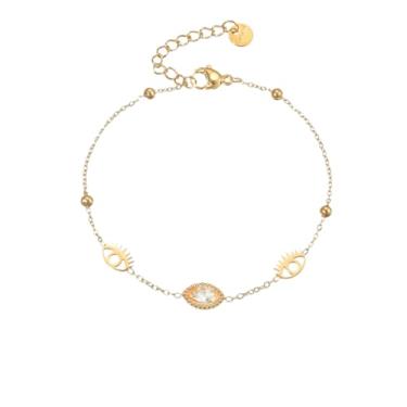 Imagem de tincolia Pulseira feminina incrustada de diamante exclusiva e requintada joia de aço inoxidável banhada a ouro 18K - 8