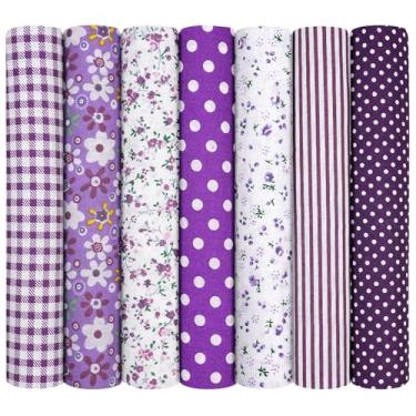 Imagem de AOOSA 7 peças de tecidos de costura de algodão, tecidos de algodão DIY de 50 x 50 cm, padrões sortidos, tecido de patchwork macio e durável para acolchoamento, costura, faça você mesmo, máscaras