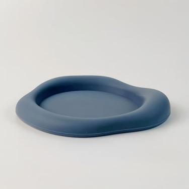 Imagem de Porta-copos de silicone branco antigo - Tapete de copo espesso resistente ao calor com design ranhurado para proteção de mesa, porta-copos antiderrapante para mesa de centro e decoração de casa (azul