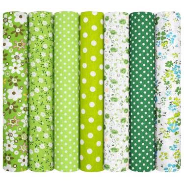 Imagem de AOOSA 7 peças de tecidos de costura de algodão, tecidos de algodão DIY de 50 x 50 cm, padrões sortidos, tecido de patchwork macio e durável para acolchoamento, costura, faça você mesmo, máscaras