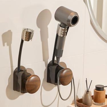 Imagem de Suporte para secador de cabelo mãos livres – Suporte de parede ajustável, sem necessidade de perfuração, braçadeira universal para secadores de cabelo pequenos/médios/grandes, organizador de cabos,