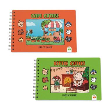 Imagem de Kit 2 Livro De Colorir Cuties 128 Páginas Capi E Kittie