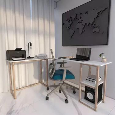 Imagem de Escrivaninhas Kit Mesa Escritorio Trabalho Compacto Rustico