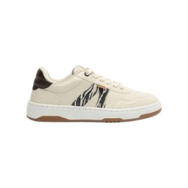 Imagem de Tenis Feminino Anacapri Casual Recortes AC1119 Animal Print Creme-Feminino