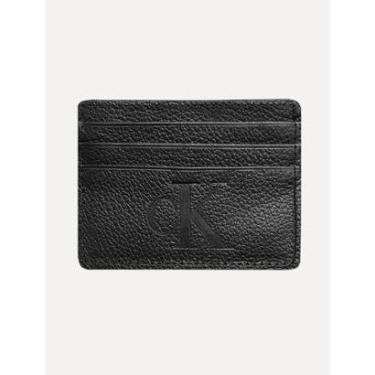 Imagem de Carteira Calvin Klein Jeans Porta Cartão Couro CK Queima Preta-Masculino