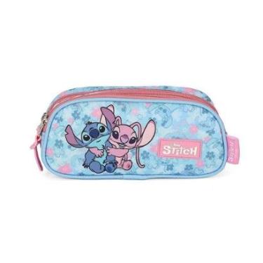 Imagem de Estojo Escolar Triplo Luxcel Stitch Angel Abraço Rosa-Feminino