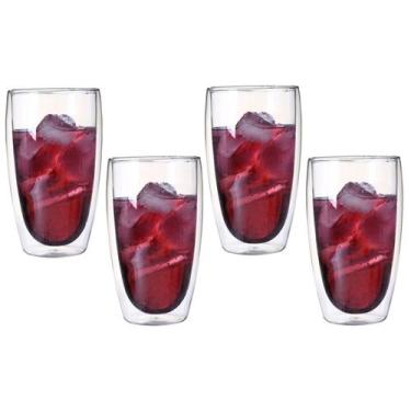 Imagem de Kit 4 Copo Duo De Vidro Camada Dupla Parede Chá Café 450ml Americano S