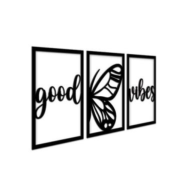 Imagem de Kit 3 Quadros Decorativos Alto Relevo Good Vibe 32X65 - JABB