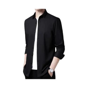 Imagem de Camisa masculina casual fashion empresarial cor sólida manga comprida 