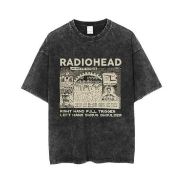 Imagem de Camiseta Unissex Oversized De Algodão Lavado Da Banda De Rock Radiohea