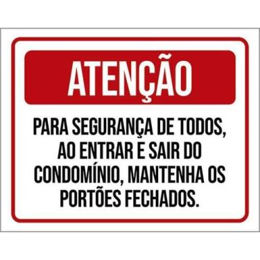 Imagem de Kit 3 Placas Segurança Todos Entrar Sair 27X35 - Sinalizo