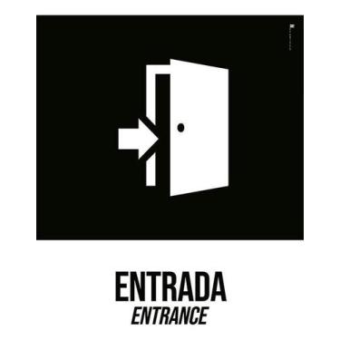 Imagem de Kit 10 Placa Acm Desenho Entrada Entrance 18X23 - Sinalizo