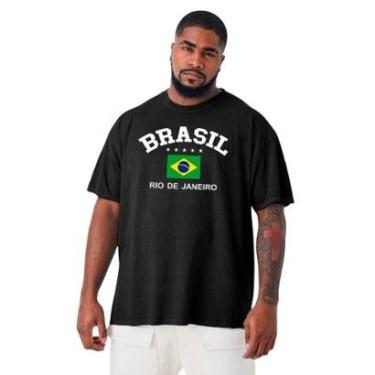 Imagem de Camiseta Plus Size Masculina Camisa Gola Redonda Algodão Seleção-Masculino